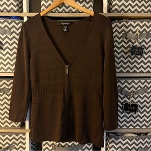Modern Cable and Gauge Zip Front Cardigan